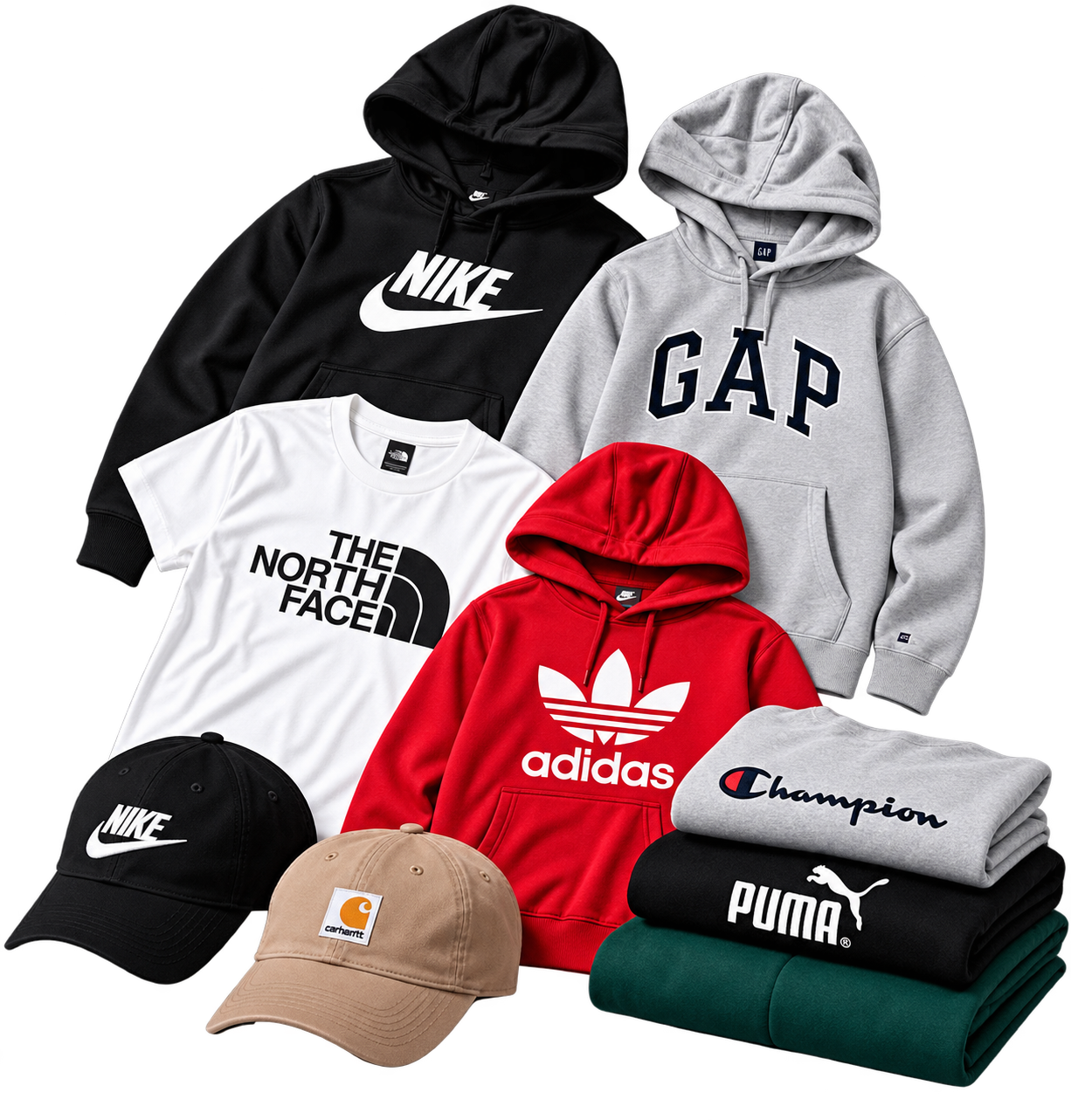 Collage of apparel featured in GoBanana live sales